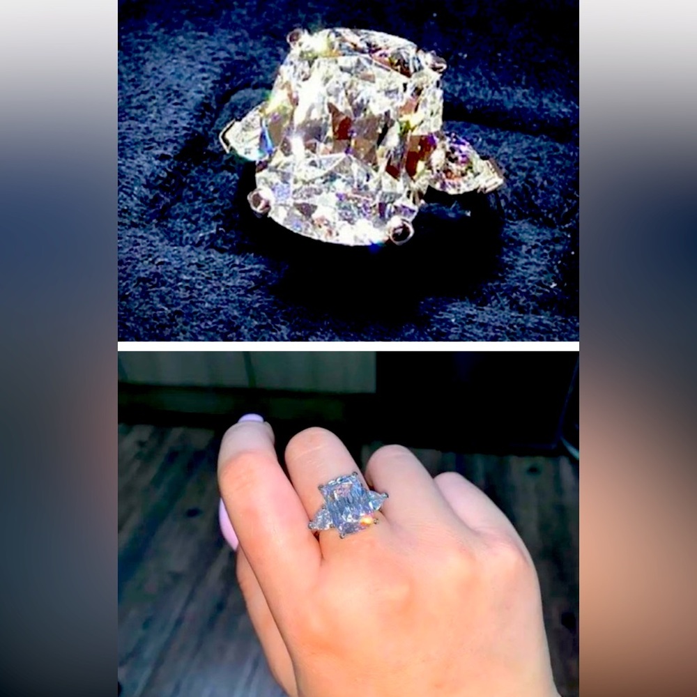 5Ct Cushion Long Cut Swarovski Solitaire Ring